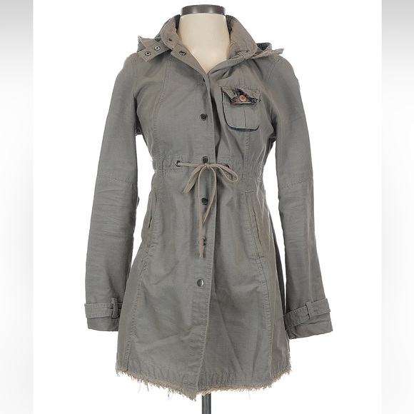 Free People Jackets & Blazers - NWOT: Free People Full Sweep Grey Button Down Drawstring Waist Hooded Jacket• 4